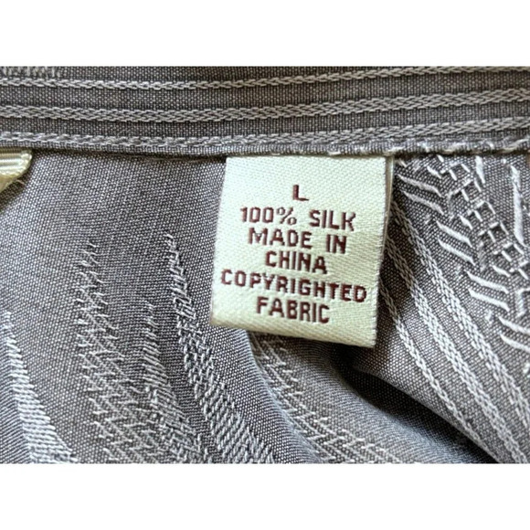 Tommy Bahama Hawaiian Camp Men’s Large 100% Silk 3D Knit Palm Leaves Gray NWOT - Picture 4 of 4